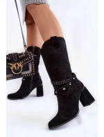 Dámské semišové boty na vysokém podpatku Lewski Boty 2934/B Černá Dámské semišové boty na vysokém podpatku Lewski Boty 2934/B Černá
