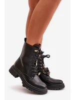 Ekokožené Boty Worker Dámské S Připínáky Černé Rianael