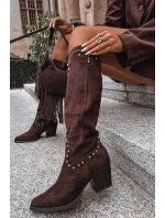 Dámské Kožené Koby Jočky S Dekorací Na Sloupku Čokoládové Darella