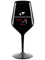 OCHUTNÁVÁM ŽIVOT KAPKU PO KAPCE - černá nerozbitná sklenice na víno 470 ml