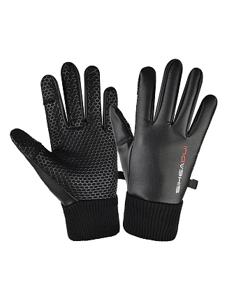 Pánské zateplené protiskluzové rukavice pro telefon - černé