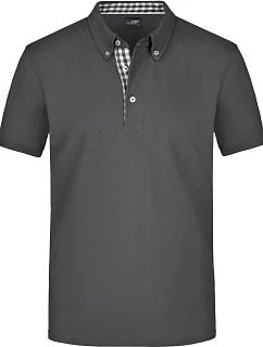 Daiber JN 964 Pánské piqué polo button-down 02.0964 graphite/graphite/white