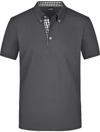 Daiber JN 964 Pánské piqué polo button-down 02.0964 graphite/graphite/white Daiber JN 964 Pánské piqué polo button-down 02.0964 graphite/graphite/white