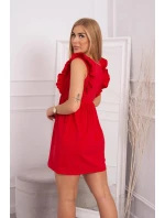 Šaty s volánky na bocích červené