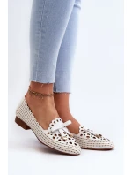 Dámské bílé lodičky s průpletovou mašlí Nestavia