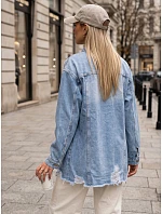 Dámská džínová bunda oversize s odřeninami, světle modrá, FashionStreet TY5686