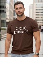 Pánské klasické tričko s nápisy bavlna hnědá FashionStreet NX5144R Pánské klasické tričko s nápisy bavlna hnědá FashionStreet NX5144R