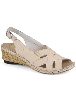 Kožené pohodlné sandály Rieker W RKR682 beige Kožené pohodlné sandály Rieker W RKR682 beige