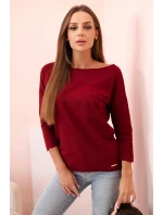 Dámská halenka s lodičkovým výstřihem vínová Dámská halenka s lodičkovým výstřihem vínová