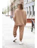Komplet dámský máslový s volnou mikinou a kalhotami s nápisem LOVE tmavě camelový