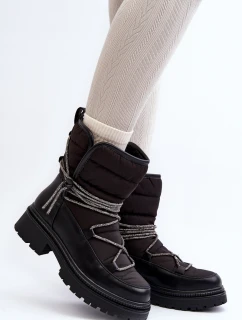 Dámské zimní boty s ozdobným šněrováním černé Rilana