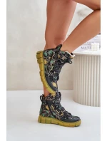 Kožené Ploché Šněrovací Boty Maciejka 06158-07 Žluto-Černé