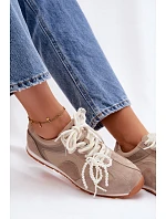 Kožené semišové dámské tenisky Big Star TT274677 béžové