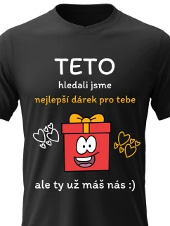 Dámské bavlněné tričko s potiskem - NEJLEPŠÍ DÁREK PRO TETU - černé 