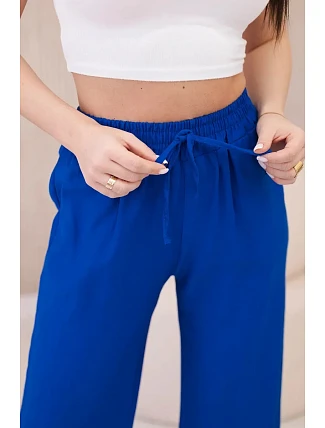 Viskózové kalhoty se širokými nohavicemi chrpa