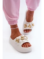 Dámské Pěnové Žabky S Ozdobami Na Hrubé Podrážce Bílé Bremavia