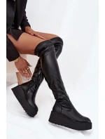 Dámské Kozačky Nad Kolena Na Platformě A S Jemným Klínem Černé Lydira Dámské Kozačky Nad Kolena Na Platformě A S Jemným Klínem Černé Lydira