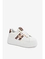 Dámské tenisky na platformě s přezkou Bílá leopardí vzor Palvessa