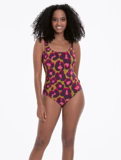 Dámské jednodílné plavky Clara M3 7806 khaki se vzorem - Anita