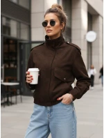 FashionStreet dámská semišová bunda bomber v čokoládové barvě TY5571 FashionStreet dámská semišová bunda bomber v čokoládové barvě TY5571
