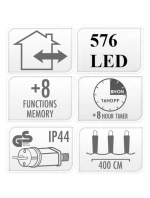 VÁNOČNÍ STROM SVĚTLA SVĚTELNÝ ŘETĚZ 576 VEDL ČASOVAČ TEPLÁ BÍLÁ