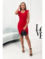 Šaty s nařasenými rukávy červené