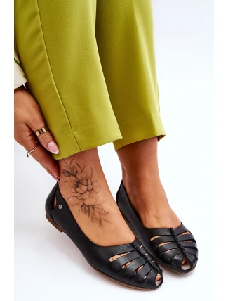 Pohodlné kožené dámské baleríny Černe Luka