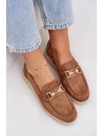 Prodyšné mokasíny se zlatým detailem a jutovou pleteninou hnědé Lainer