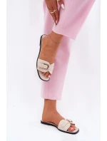 Ploché Dámské Pantofle Se Zlatou Sponou Béžové Esiobb