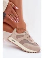 Semišové Sneakersy Na Platformě Dámské Big Star RR274897 HI-POLY SYSTEM Béžové