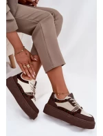 Dámské sneakersy na platformě Big Star SS274356 leopardí hnědo-bežové