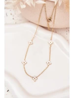 Ženský náhrdelník s květinami z chirurgické oceli zlatý