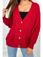 Svetr na knoflíky S24-4 červený - Kesi Svetr na knoflíky S24-4 červený - Kesi