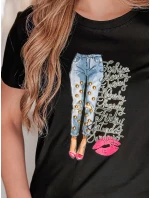 Dámské tričko s potiskem TRENDAY černé FashionStreet RY2824 Dámské tričko s potiskem TRENDAY černé FashionStreet RY2824
