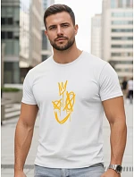 Pánské bavlněné tričko s potiskem Smile Crown white FashionStreet NX0138R