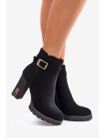 Kožené Botky Na Klínku S Kroužkem Černé Eftane