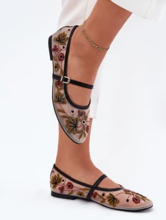 Baleríny S Vyšíváním A Páskem Černé Lilindraen