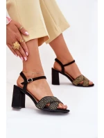 Dámské sandály na podpatku černé Almera