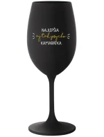 NAJLEPŠIA  AJ TAK PSYCHO KAMARÁTKA - čierny pohár na víno 350 ml