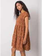 Dámské šaty D50051Z30268 001 Hnědá s květy - FPrice Dámské šaty D50051Z30268 001 Hnědá s květy - FPrice