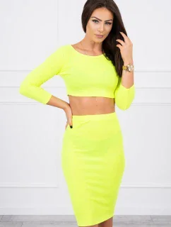 Souprava halenky a sukně neonově žlutá