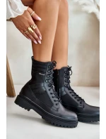 Kožené Traperky Kotníkové Boty Pánské Zateplené Big Star OO174164 Černé