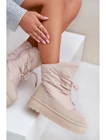 Sněhule Na Platformě Na Zip Big Star OO274885 Béžové Sněhule Na Platformě Na Zip Big Star OO274885 Béžové