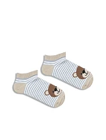 Dětské a mládežnické ponožky Kotníkové Pruhy A Medvídek Beżové