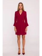 M876 Šaty s širokými manžetami - bordó