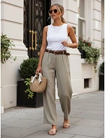 Dámské kalhoty z lyocellu se širokými nohavicemi v barvě mokka, FashionStreet UY3082