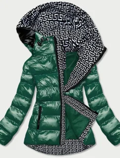 Zelenná dámská metalická bunda s kapucí (xw808x)