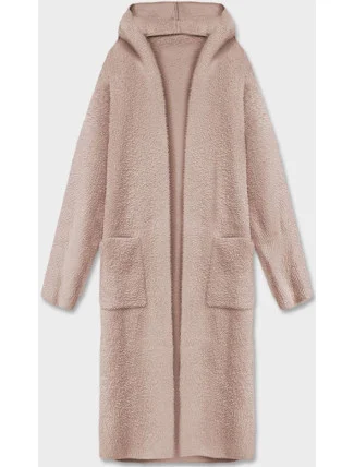 Dlouhý béžový vlněný přehoz přes oblečení typu alpaka s kapucí (M105-1) Dlouhý béžový vlněný přehoz přes oblečení typu alpaka s kapucí (M105-1)