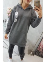 Mikina s kapucí a nášivkami grafitová Mikina s kapucí a nášivkami grafitová