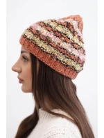 Dámská zimní čepice s barevným vláknem a elastickým stahováním K352 rudá